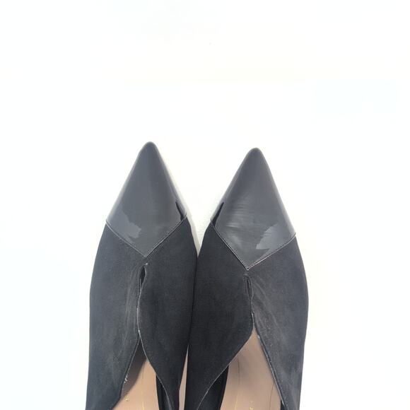 Zara Trafaluc Pointed Toe Kitten Heel Mules Women's Size 10 Patent Black Suede - Picture 4 of 9
